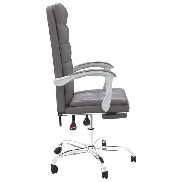 vidaXL Reclining Office Chair Grey Faux Leather