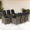vidaXL 9 Piece Garden Dining Set with Cushions Grey Poly Rattan