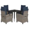 vidaXL 5 Piece Garden Dining Set with Cushions Grey Poly Rattan
