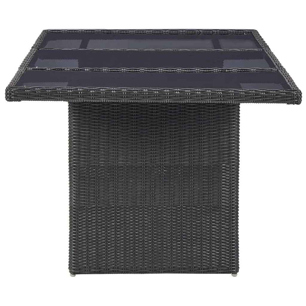 vidaXL Garden Dining Table Black 200x100x74 cm Glass and Poly Rattan