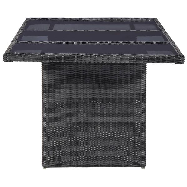 vidaXL Garden Dining Table Black 200x100x74 cm Glass and Poly Rattan