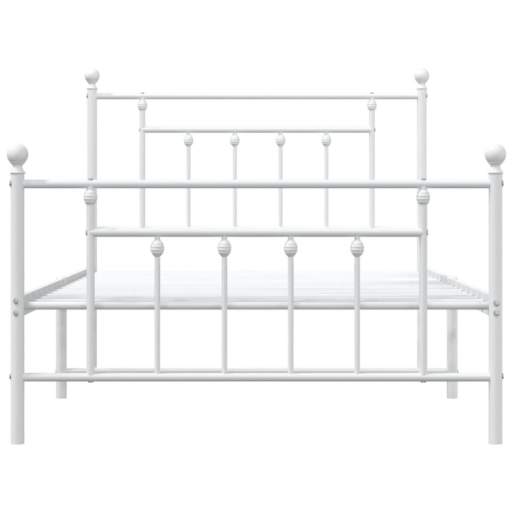 vidaXL Metal Bed Frame without Mattress with Footboard White 100x200cm