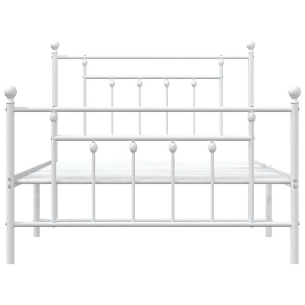 vidaXL Metal Bed Frame without Mattress with Footboard White 100x200cm