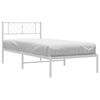 vidaXL Metal Bed Frame without Mattress with Headboard White 100x200cm