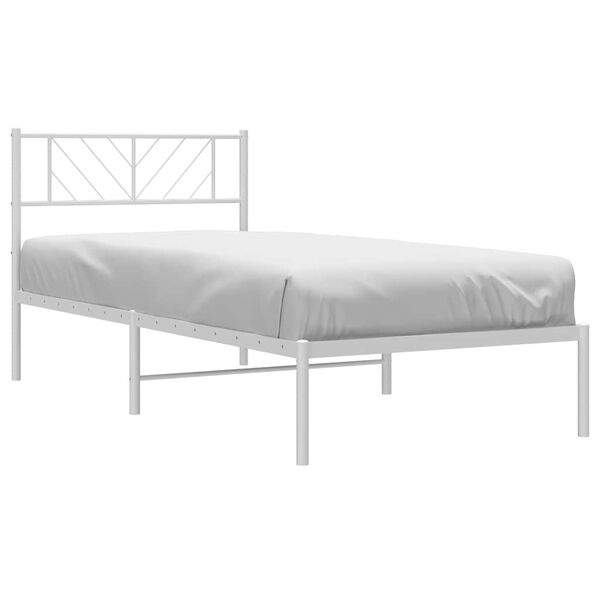 vidaXL Metal Bed Frame without Mattress with Headboard White 100x200cm