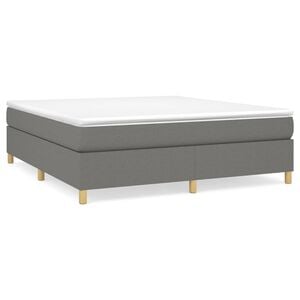 vidaXL Box Spring Bed with Mattress Dark Grey 183x213 cm Fabric