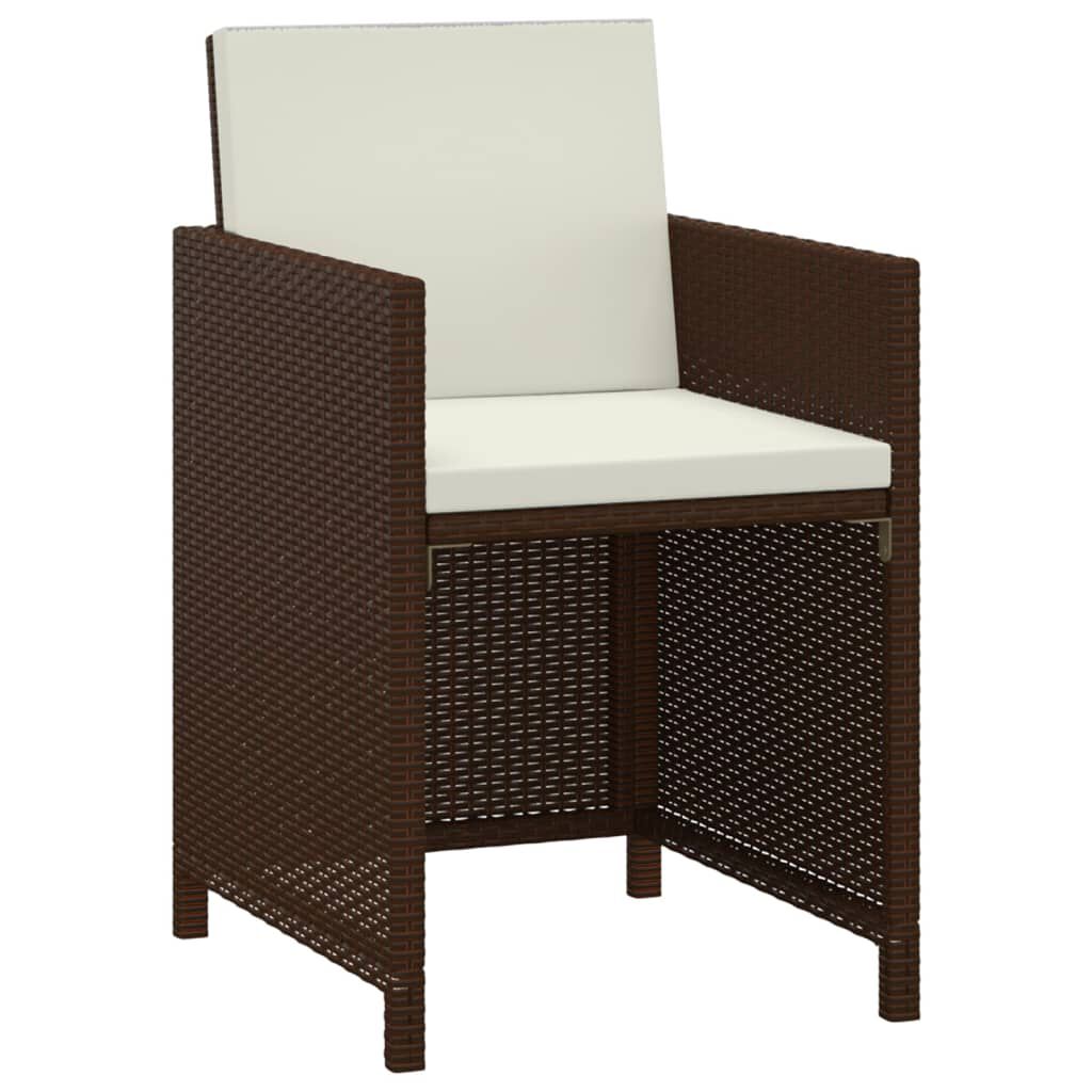 vidaXL 3 Piece Garden Dining Set with Cushions Poly Rattan Brown