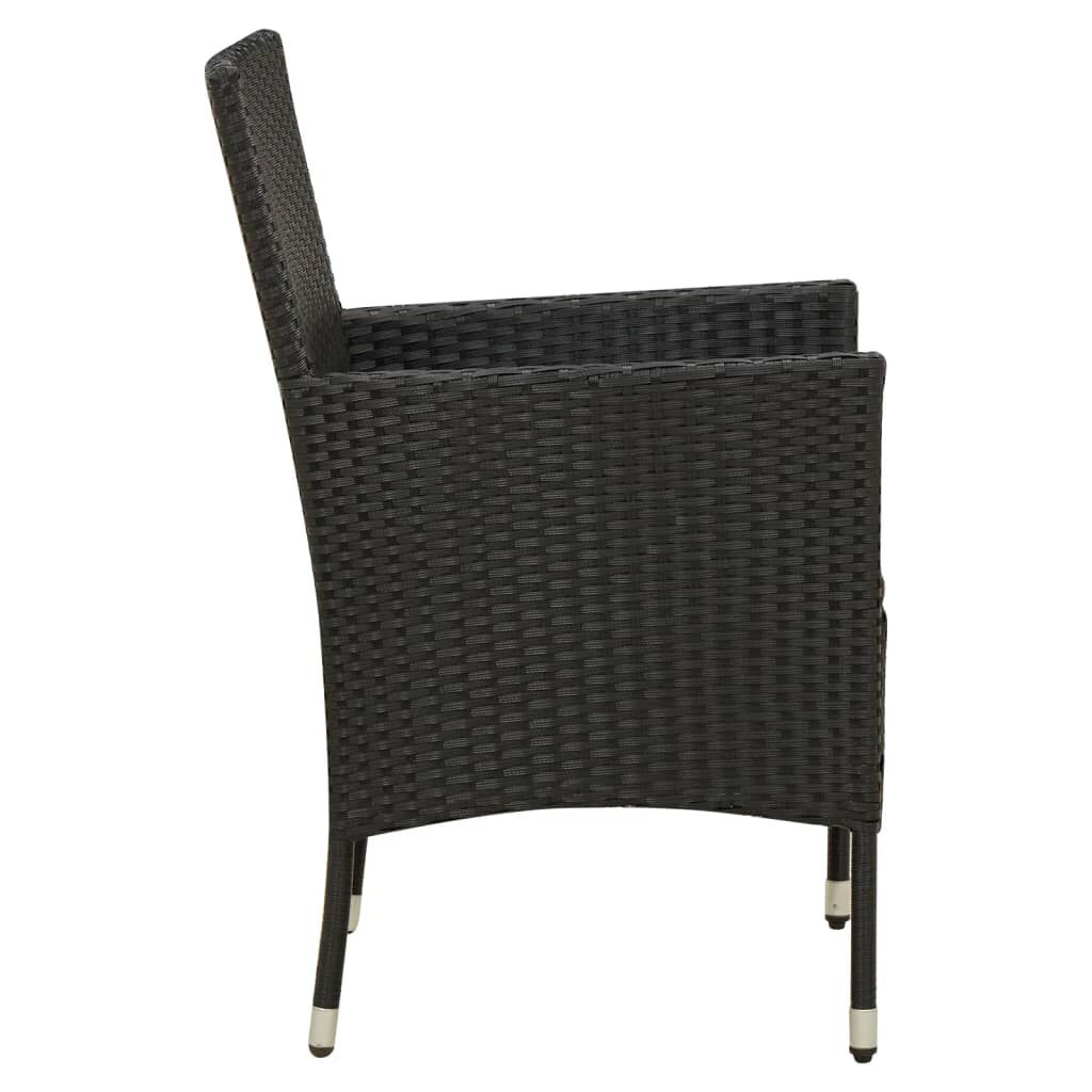 vidaXL Garden Chairs with Cushions 4 pcs Poly Rattan Black