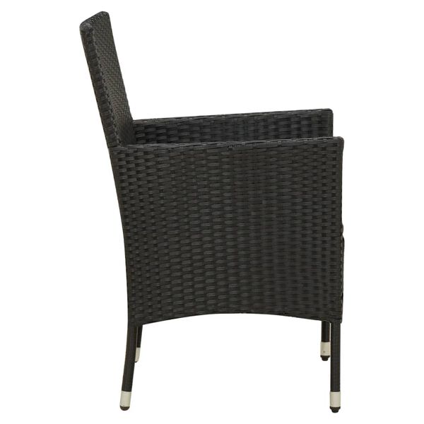 vidaXL Garden Chairs with Cushions 4 pcs Poly Rattan Black