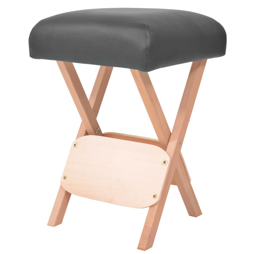 vidaXL Folding Massage Stool with 12 cm Thick Seat Black