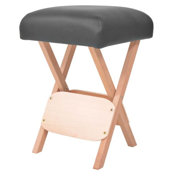 vidaXL Folding Massage Stool with 12 cm Thick Seat Black