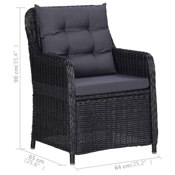 vidaXL 7 Piece Garden Dining Set Black