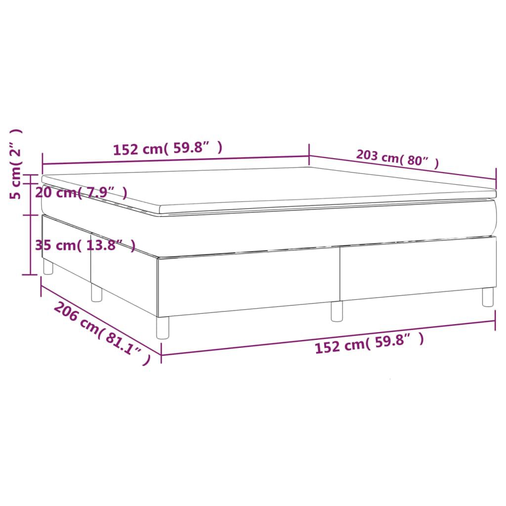 vidaXL Box Spring Bed with Mattress Dark Grey 152x203 cm Queen Fabric