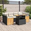 vidaXL 7 Piece Garden Sofa Set with Cushions Black Poly Rattan Acacia
