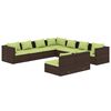 vidaXL 9 Piece Garden Lounge Set with Cushions Brown Poly Rattan