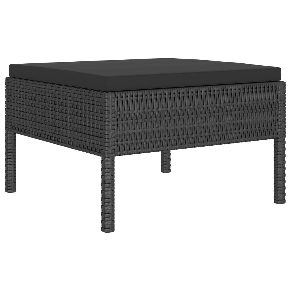 vidaXL 6 Piece Garden Lounge Set with Cushions Poly Rattan Black