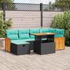 vidaXL 7 Piece Garden Sofa Set with Cushions Brown Poly Rattan Acacia