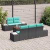 vidaXL Garden Sofa Set with Cushion 6 pcs Black Poly Rattan