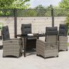 vidaXL Garden Dining Set with Cushion 5 pcs Grey Poly Rattan