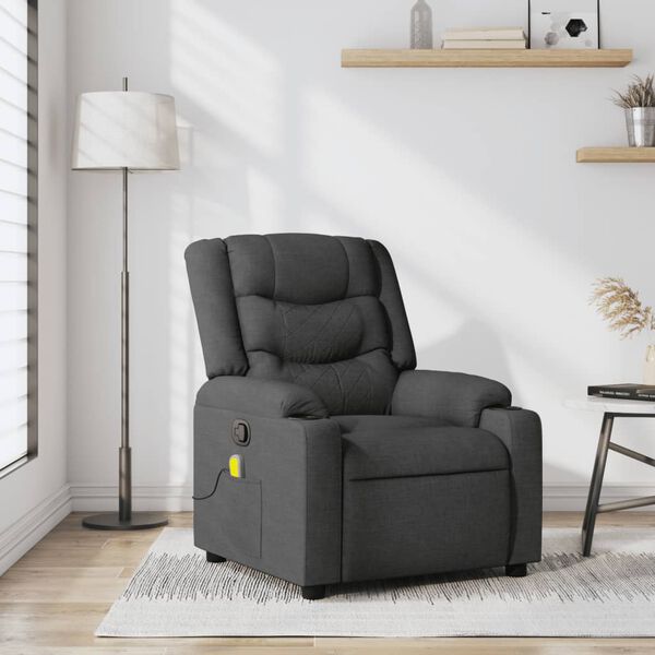 vidaXL Massage Recliner Chair Dark Grey Fabric