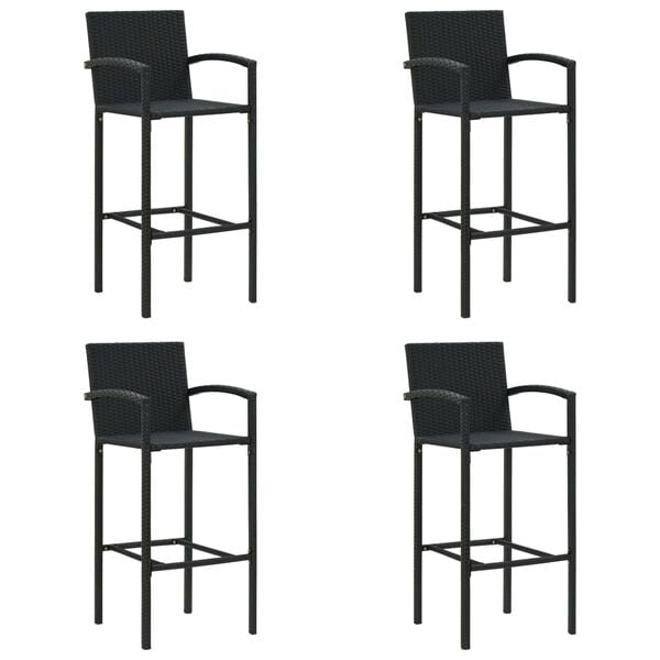 vidaXL 5 Piece Garden Bar Set Black Poly Rattan