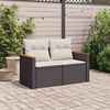 vidaXL Garden Sofa with Cushions 2-Seater Black Poly Rattan