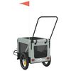 vidaXL Pet Bike Trailer Grey and Black Oxford Fabric and Iron
