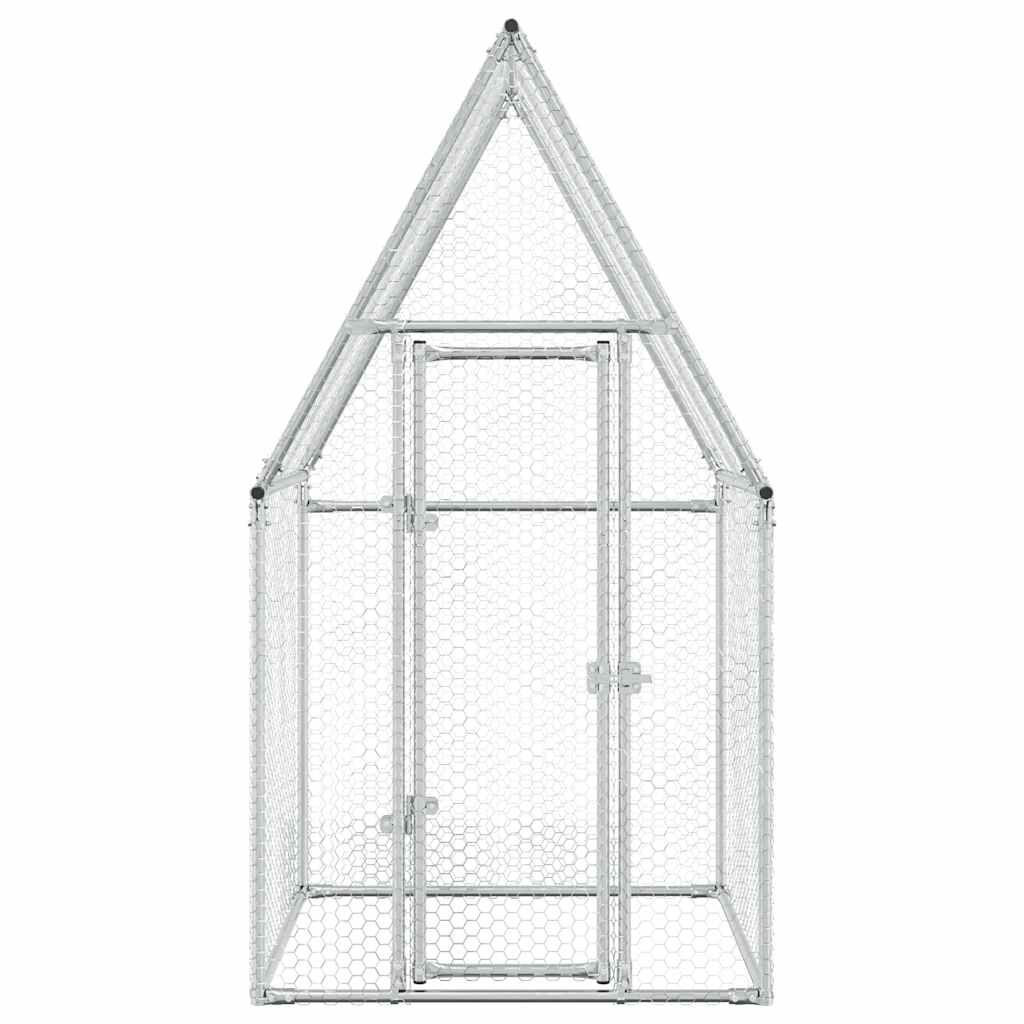 vidaXL Chicken Cage Silver 100x100x190 cm Galvanised Steel