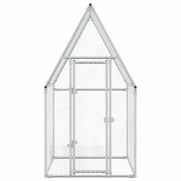 vidaXL Chicken Cage Silver 100x100x190 cm Galvanised Steel