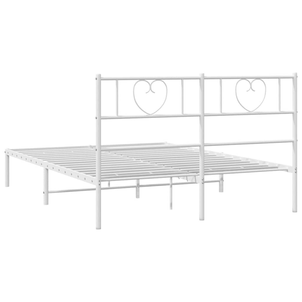 vidaXL Metal Bed Frame without Mattress with Headboard White 150x200cm
