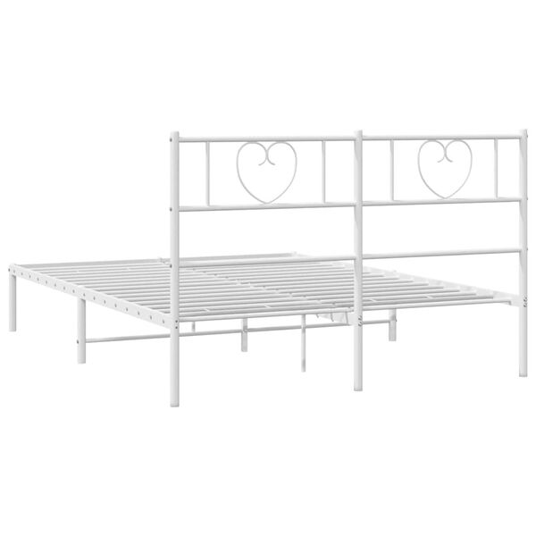 vidaXL Metal Bed Frame without Mattress with Headboard White 150x200cm