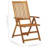 vidaXL Folding Garden Chairs 3 pcs with Cushions Solid Acacia Wood