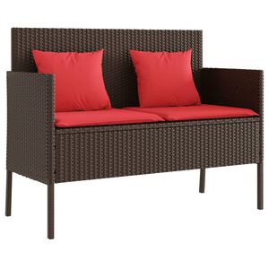 vidaXL Garden Bench with Cushions Brown Poly Rattan