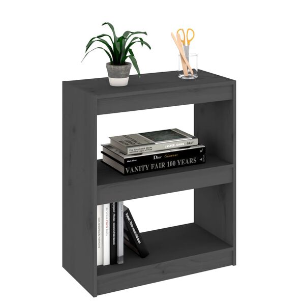 vidaXL Book Cabinet/Room Divider Grey 60x30x71.5 cm Solid Wood Pine