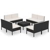 vidaXL 9 Piece Garden Lounge Set with Cushions Poly Rattan Black