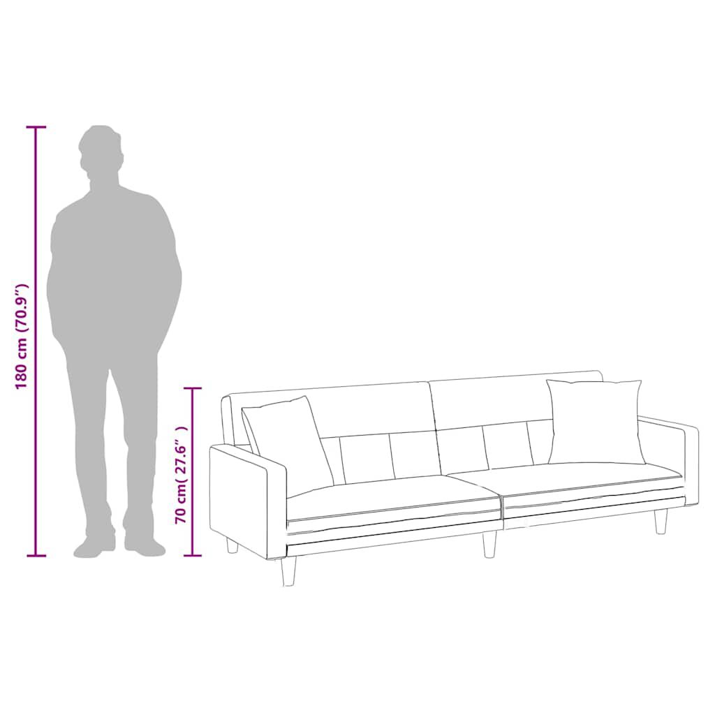 vidaXL Sofa Bed with Cushions Light Grey Fabric