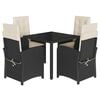 vidaXL 5 Piece Garden Dining Set with Cushions Black Poly Rattan