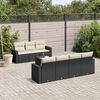 vidaXL 8 Piece Garden Sofa Set with Cushions Black Poly Rattan