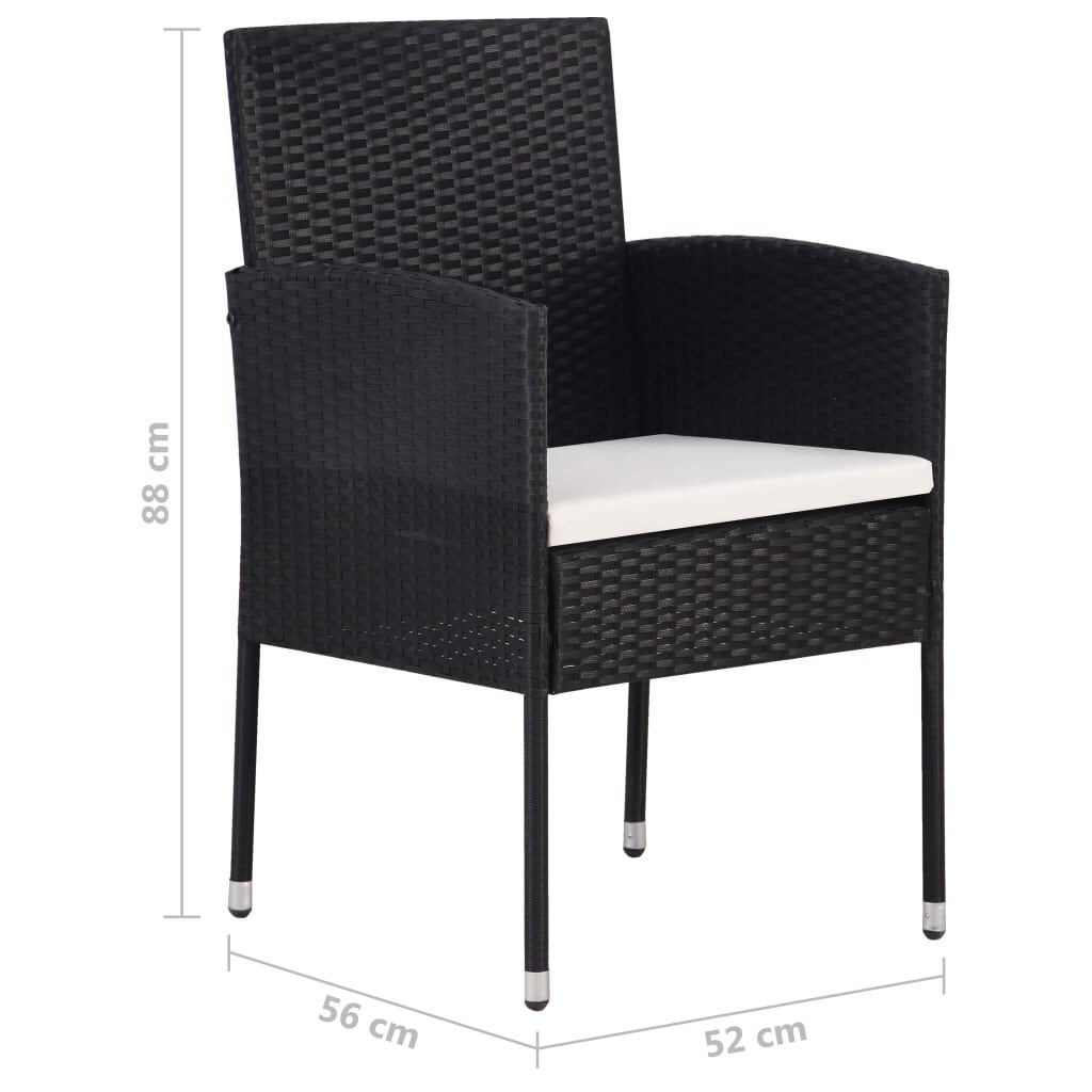 vidaXL 7 Piece Garden Dining Set Poly Rattan Black