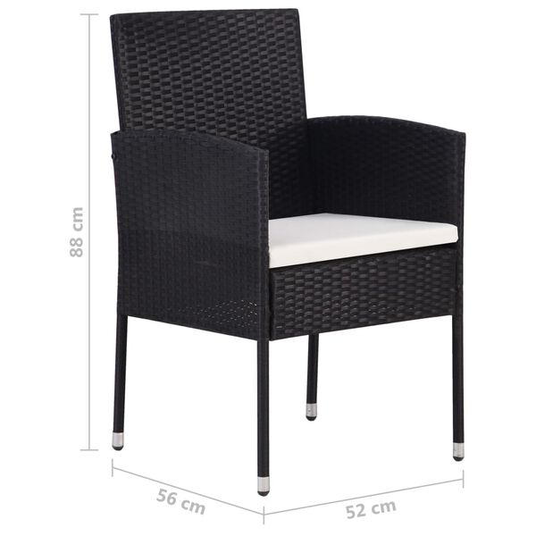 vidaXL 7 Piece Garden Dining Set Poly Rattan Black