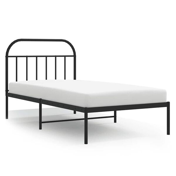 vidaXL Metal Bed Frame without Mattress with Headboard Black 100x190cm