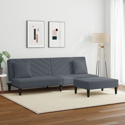 vidaXL 2 Piece Sofa Set with Pillows Dark Grey Velvet