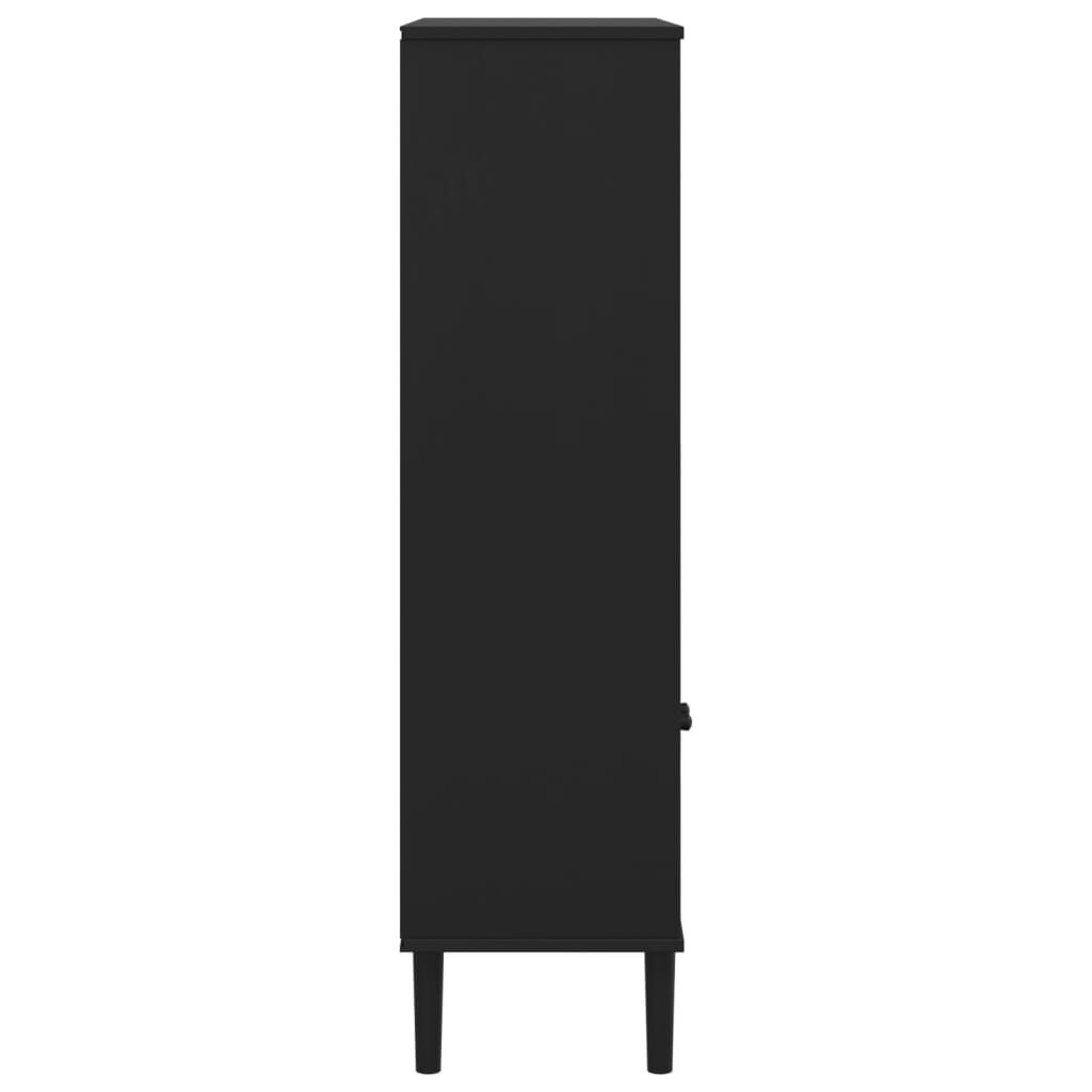 vidaXL Bookcase SENJA Rattan Look Black 90x35x130 cm Solid Wood Pine