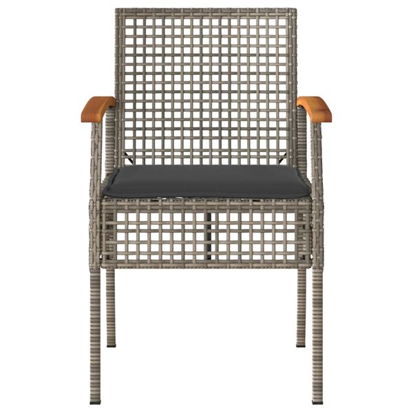 vidaXL Garden Chairs with Cushions 2 pcs Grey Poly Rattan Acacia Wood