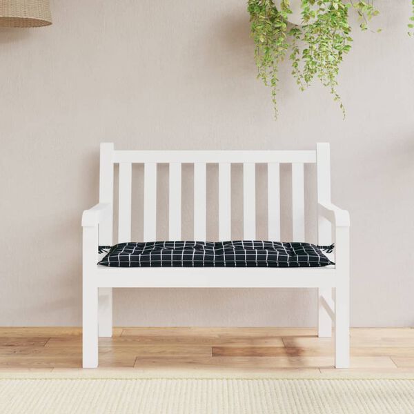 vidaXL Garden Bench Cushion Black Check Pattern 100x50x7cm Oxford Fabric