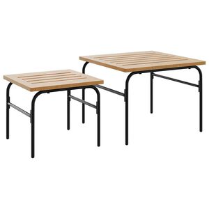 vidaXL Garden Nest of Coffee Tables 2 pcs Brown and Black Steel
