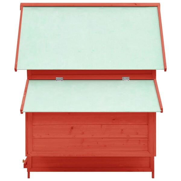 vidaXL Chicken Coop Red and White 150x96x110 cm Solid Firwood