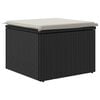 vidaXL Garden Stool with Cushion Black 55x55x37 cm Poly Rattan
