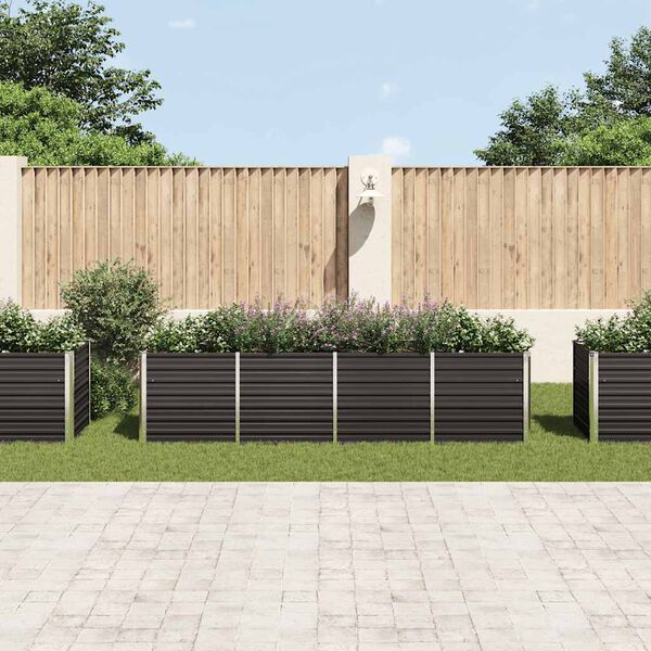 vidaXL Garden Raised Bed Anthracite 320x80x77 cm Galvanised Steel