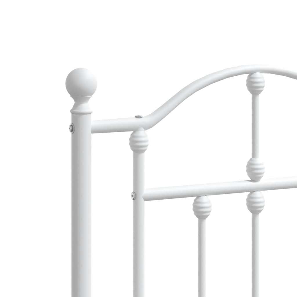 vidaXL Metal Bed Frame without Mattress with Footboard White 135x190cm